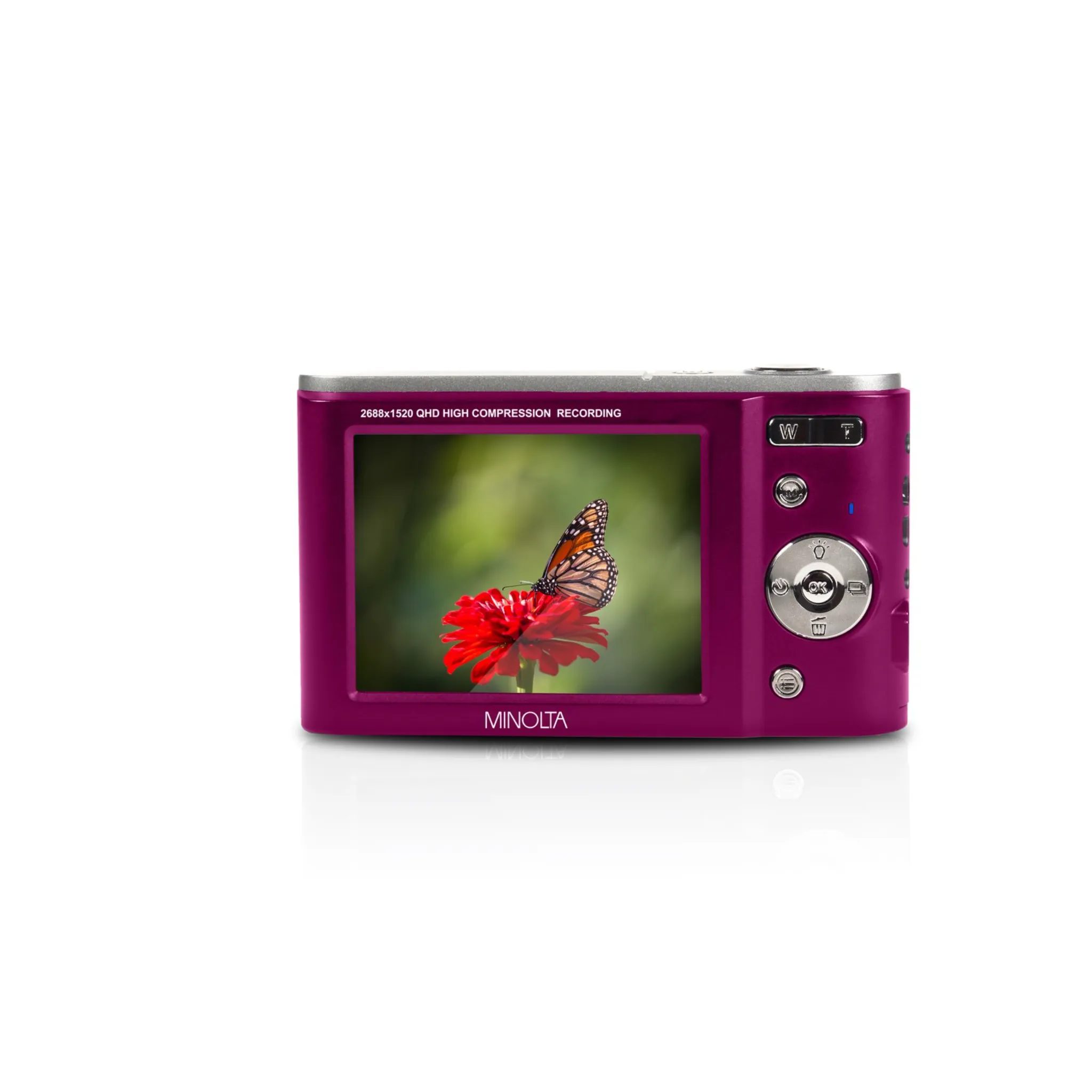 Minolta® MND20 16x Digital Zoom 44 MP/2.7K Quad HD Digital Camera (Magenta)