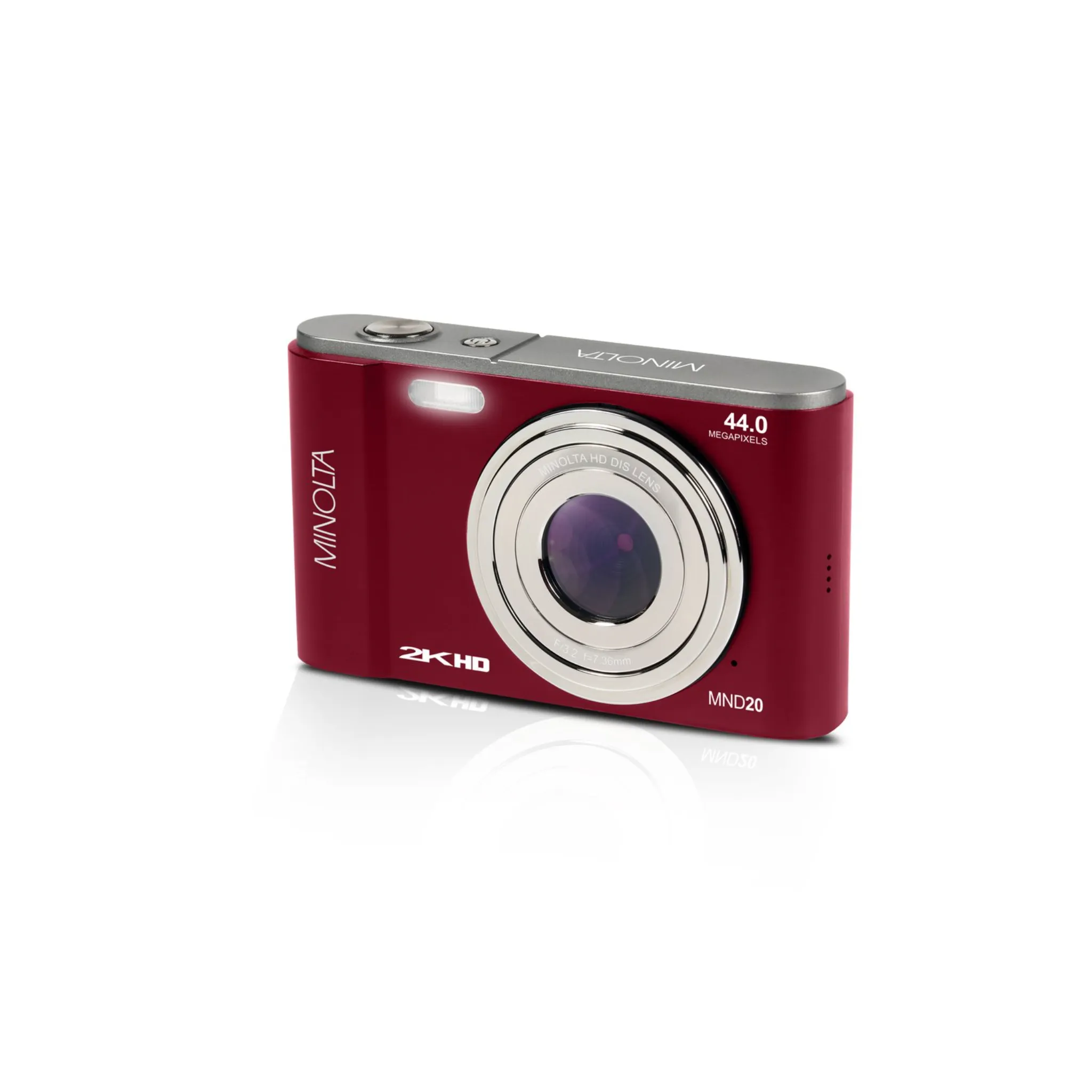 Minolta® MND20 16x Digital Zoom 44 MP/2.7K Quad HD Digital Camera (Red)