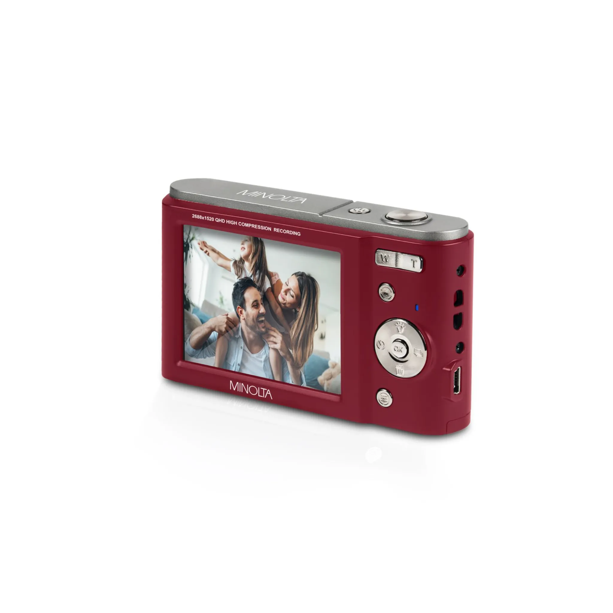 Minolta® MND20 16x Digital Zoom 44 MP/2.7K Quad HD Digital Camera (Red)