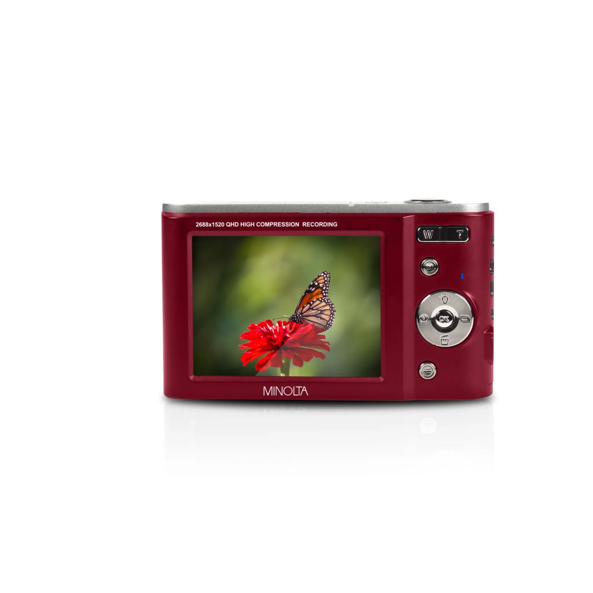 Minolta® MND20 16x Digital Zoom 44 MP/2.7K Quad HD Digital Camera (Red)