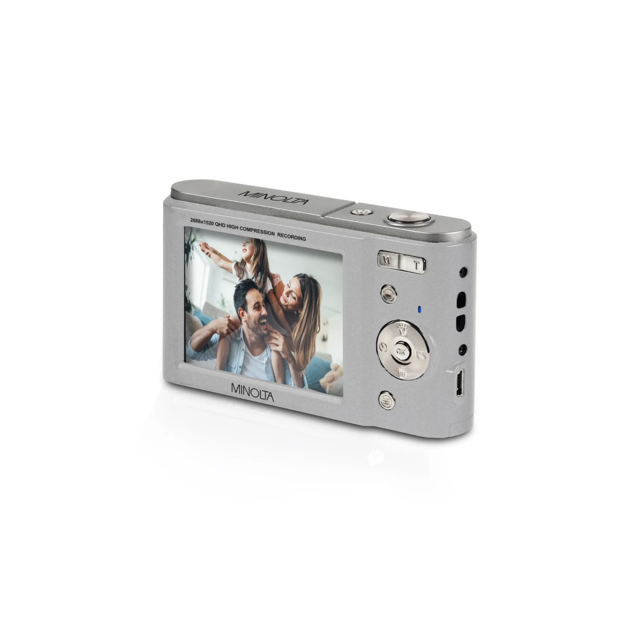 Minolta® MND20 16x Digital Zoom 44 MP/2.7K Quad HD Digital Camera (Silver)