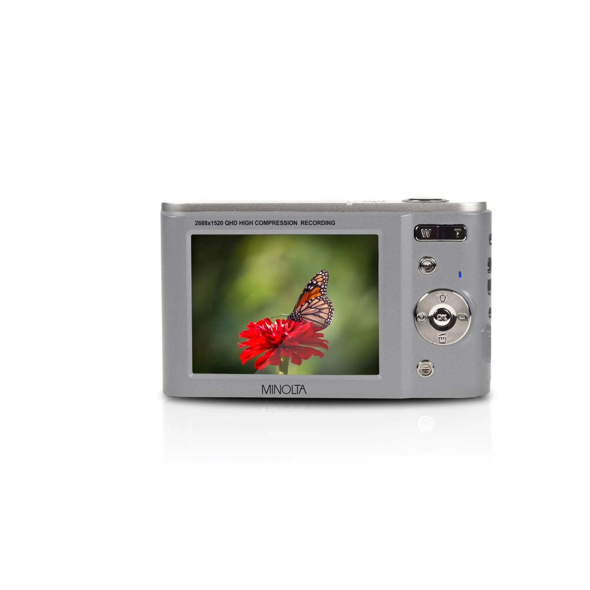 Minolta® MND20 16x Digital Zoom 44 MP/2.7K Quad HD Digital Camera (Silver)